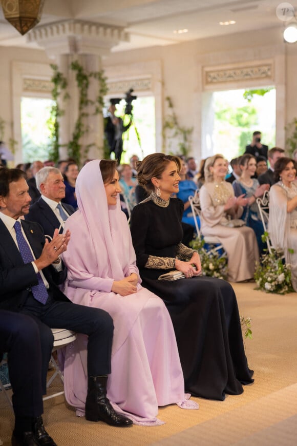 La reine Rania de Jordanie - Mariage du prince Hussein bin Abdullah II et Rajwa Al-Saif au palais Husseiniya à Amman, Jordanie le 1er juin 2023. 