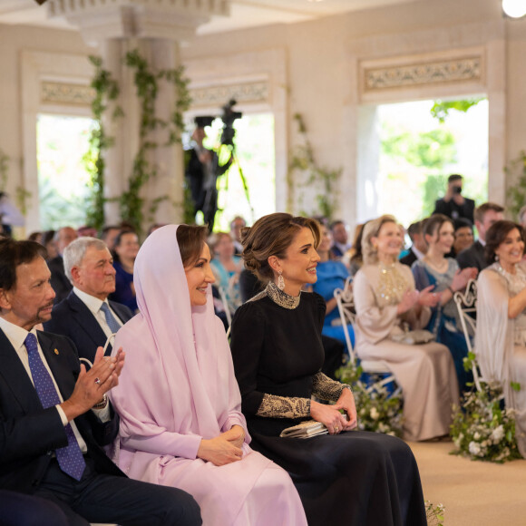 La reine Rania de Jordanie - Mariage du prince Hussein bin Abdullah II et Rajwa Al-Saif au palais Husseiniya à Amman, Jordanie le 1er juin 2023. 