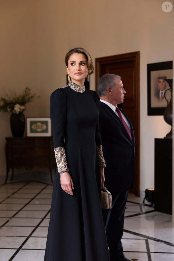 La reine Rania et le roi Abdallah II de Jordanie - Mariage du prince Hussein bin Abdullah II et Rajwa Al-Saif au palais Husseiniya à Amman, Jordanie le 1er juin 2023. 