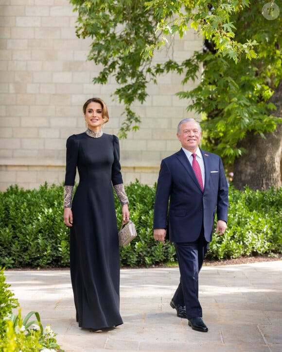 La reine Rania et le roi Abdallah II de Jordanie - Mariage du prince Hussein bin Abdullah II et Rajwa Al-Saif au palais Husseiniya à Amman, Jordanie le 1er juin 2023. 