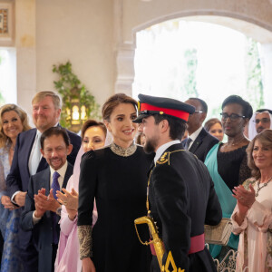 La reine Rania de Jordanie et le prince Hussein de Jordanie - Mariage du prince Hussein bin Abdullah II et Rajwa Al-Saif au palais Husseiniya à Amman, Jordanie le 1er juin 2023. 