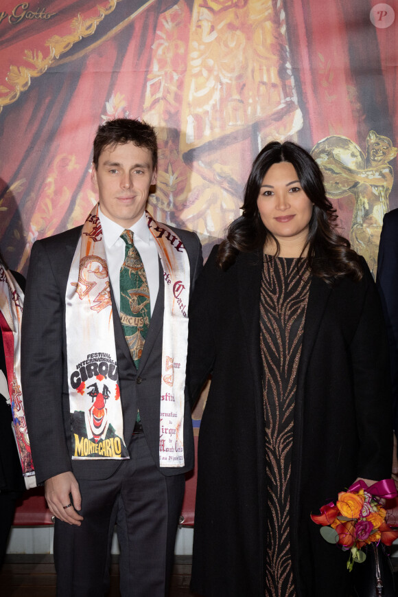 En attendant que Victoire puisse elle aussi prendre la relève ! 
Louis Ducruet et sa femme Marie (enceinte) - Arrivées au 4ème jour du 45ème Festival International du Cirque de Monte Carlo sous le chapiteau Fontvieille à Monaco le 24 janvier 2023. © Olivier Huitel/Pool/Bestimage 