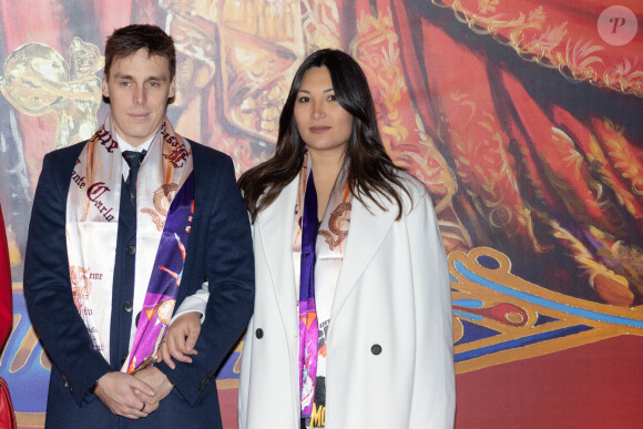 Louis Ducruet et sa femme Marie (enceinte) - Arrivées lors du 45ème Festival International du Cirque de Monte Carlo sous le chapiteau Fontvieille à Monaco le 20 janvier 2023. © Olivier Huitel/Pool/Bestimage 