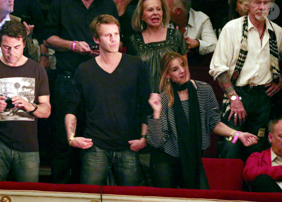 Exclusif - Pierre Billon, le prince Emmanuel Philibert de Savoie et la princesse Clotilde (Courau) - People au Theatre de Paris pour les 70 ans de Johnny Hallyday. Le 15 juin 2013