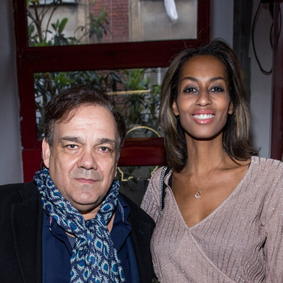 Didier Bourdon et son epouse Marie-Sandra Badini Duran - Soirée en l'honneur de Nathalie Baye, organisée par Louis Michel Colla, à La Chope des Puces, restaurant mythique de Marcel Campion à Saint-Ouen. Le 30 avril 2018 © Cyril Moreau / Bestimage 
