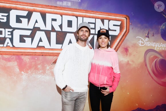 Philippe Lacheau et sa compagne Elodie Fontan - Avant-première du film "Gardiens de la galaxie épisode 3" au Gaumont Disney village à Chessy, France, le 22 avril 2023. © Christophe Clovis / Guirec Coadic / Bestimage