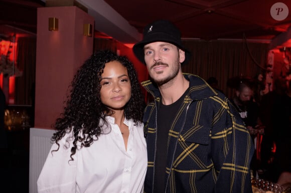 Matt Pokora et sa femme Christina Milian lors de la soirée d'anniversaire de C.Bruna (27 ans) au restaurant Giusé Trattoria à Paris, France, le 1er octobre 2021. Un événement organisé par Five Eyes Production. © Rachid Bellak/Bestimage 