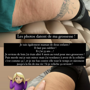 Elle a ensuite dévoilé des photos datant de sa dernière grossesse, à un moment où elle avait tout particulièrement beaucoup de cellulite. Une manière de rappeler à sa communauté ce qu'elle a traversé et ainsi, les ramener à la réalité.
Jessica Thivenin critiquée sur son physique, elle réagit en story Instagram.