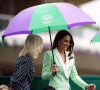 Avant que cela ne soit arrêté par la pluie. 
Catherine (Kate) Middleton dans les tribunes lors du tournoi de Wimbledon 2023 au All England Lawn Tennis and Croquet Club de Londres, Royaume Uni, le 4 juillet 2023. 