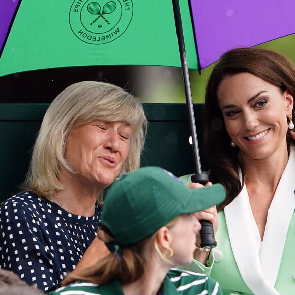 Catherine (Kate) Middleton dans les tribunes lors du tournoi de Wimbledon 2023 au All England Lawn Tennis and Croquet Club de Londres, Royaume Uni, le 4 juillet 2023. 