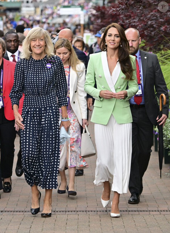 Catherine (Kate) Middleton dans les tribunes lors du tournoi de Wimbledon 2023 au All England Lawn Tennis and Croquet Club de Londres, Royaume Uni, le 4 juillet 2023. 
