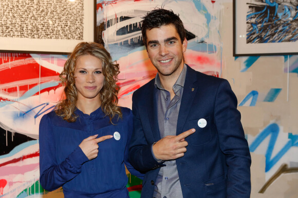 Exclusif - Tony Gallopin et sa femme Marion Rousse - Kettler Challenge au profit de l'association "L'étoile de Martin" à l'hôtel Molitor à Paris, le 1er décembre 2014.