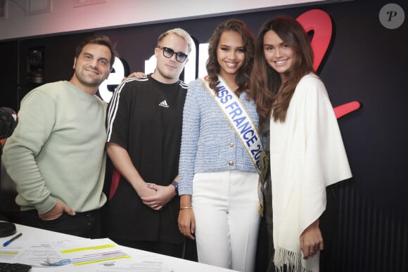 Exclusif - Fabien Delettres, Guillaume Genton, Miss France 2023 Indira Ampiot, Diane Leyre (Miss France 2022) - Matinale d'Europe 2, 6H-9H30 - Paris le 03/01/2023 - © Jack Tribeca / Bestimage 