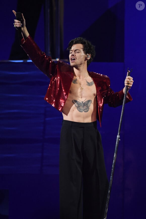 Harry Styles lors de la cérémonie des Brit Awards 2023 à l'O2 Arena à Londres le 11 février 2023. 