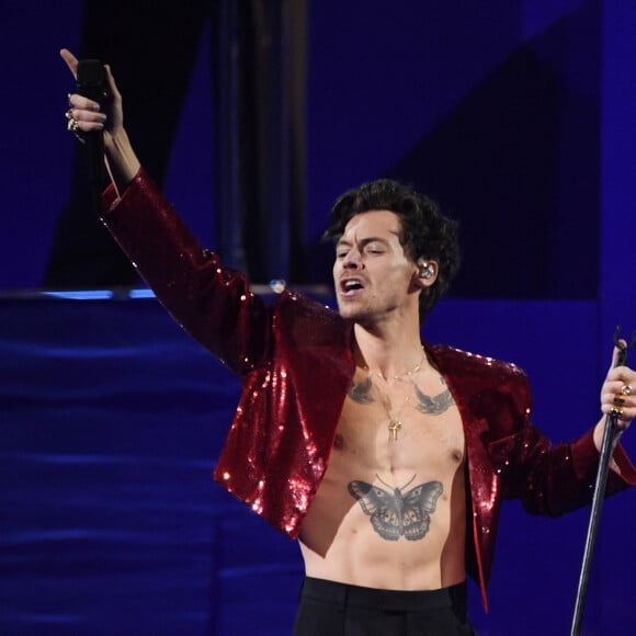 Harry Styles lors de la cérémonie des Brit Awards 2023 à l'O2 Arena à Londres le 11 février 2023. 