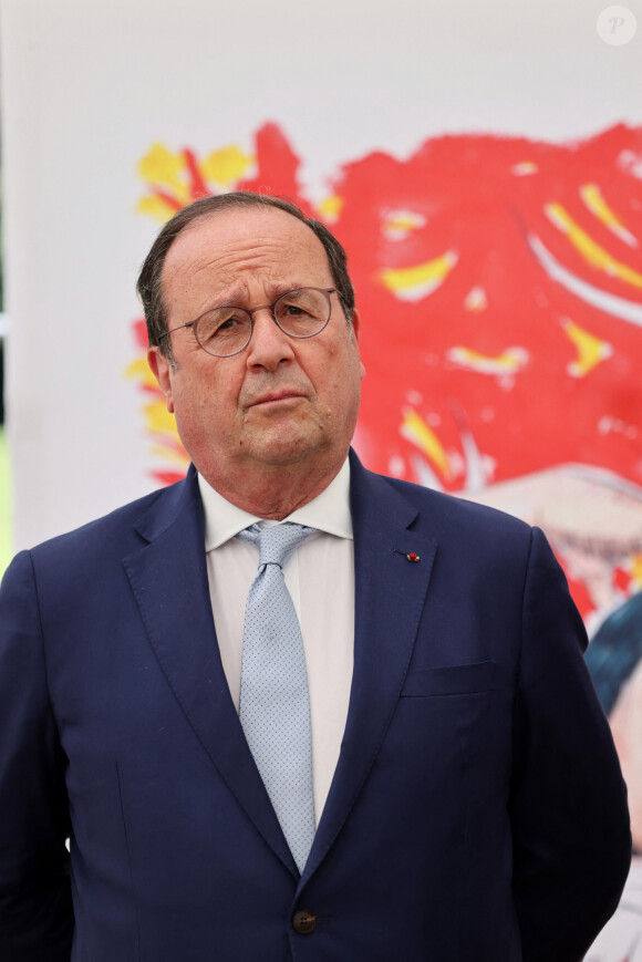 Exclusif - François Hollande - Inauguration du 1er Festival du livre Joséphine Baker-Licra au parc de Joséphine Baker à Castelenaud-la Chapelle le 24 juin 2023. © Dominique Jacovides / Bestimage 