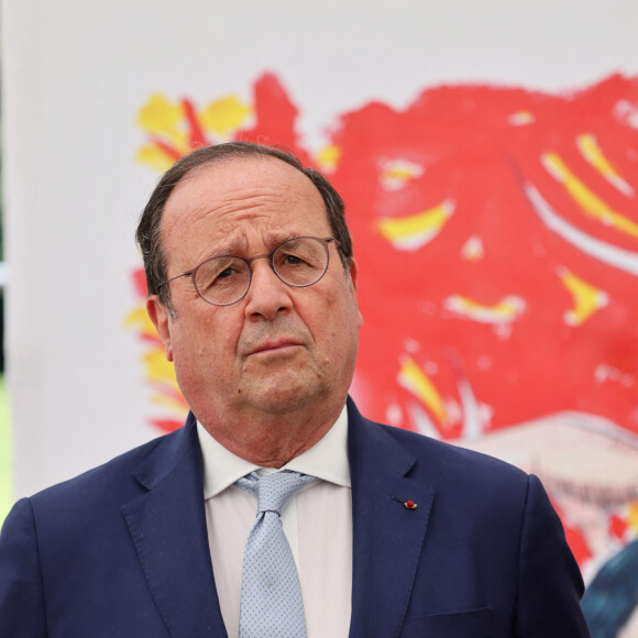 Exclusif - François Hollande - Inauguration du 1er Festival du livre Joséphine Baker-Licra au parc de Joséphine Baker à Castelenaud-la Chapelle le 24 juin 2023. © Dominique Jacovides / Bestimage 