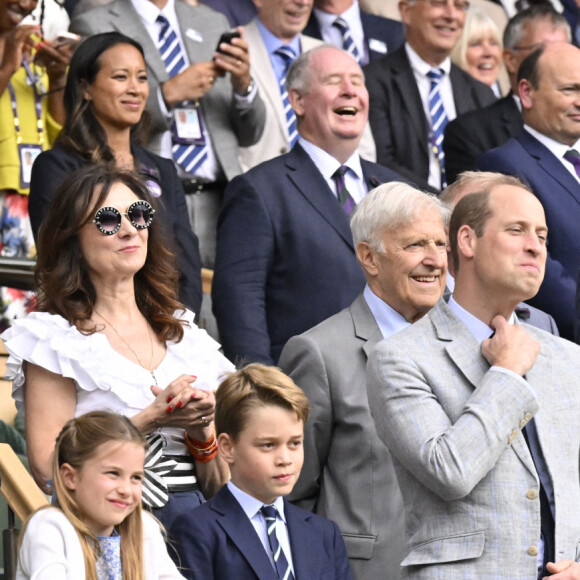 Kate Middleton, le prince William, le prince George et la princesse Charlotte de Galles - Kate Middleton, le prince William, le prince George et la princesse Charlotte de Galles ont assisté à la finale du tournoi de Wimbledon, remportée par Carlos Alcaraz face à Novak Djokovic. Londres, 16 juillet 2023.