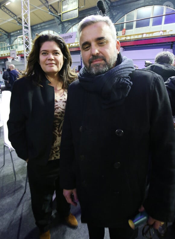 Exclusif - Alexis Corbière et sa femme Raquel Garrido lors du meeting de la NUPES sur la réforme des retraites. Le 17 janvier 2023 © Jonathan Rebboah / Panoramic / Bestimage