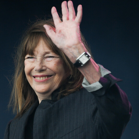Jane Birkin et Etienne Daho sur la scène du festival des Francofolies 2021 à la Rochelle, le 12 juillet 2021. 