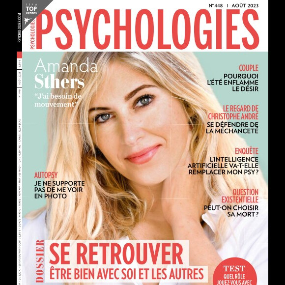 Amanda Sthers, en couverture du dernier numéro de "Pyschologies Magazine".