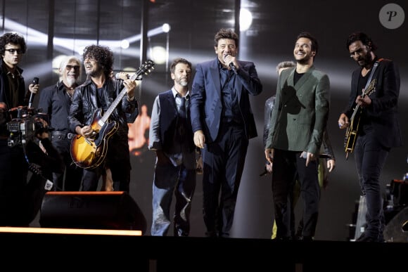 Exclusif - Adrien Gallo, Pierre Billon, Yarol Poupaud, Christophe Maé, Patrick Bruel, Amir Haddad, Maxim Nucci (Yodelice) - Concert hommage à Johnny Hallyday "Que je t'aime" à l'AccorHotels Arena Paris Bercy à Paris. Le 14 septembre 2021 © Borde-Jacovides-Moreau / Bestimage  Exclusive - No Web No Blog pour Belgique et Suisse 