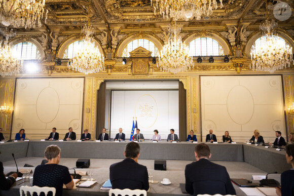 Emmanuel Macron et ses ministres - Premier conseil des ministres du vendredi 21 juillet 2023 au Palais de l'Elysée à Paris, à l'issue du remaniement ministériel © Jean-Baptiste Autissier / Bestimage
