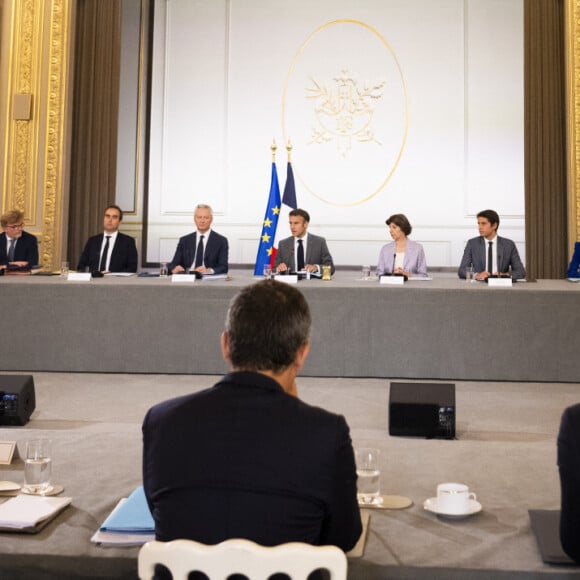 Emmanuel Macron et ses ministres - Premier conseil des ministres du vendredi 21 juillet 2023 au Palais de l'Elysée à Paris, à l'issue du remaniement ministériel © Jean-Baptiste Autissier / Bestimage
