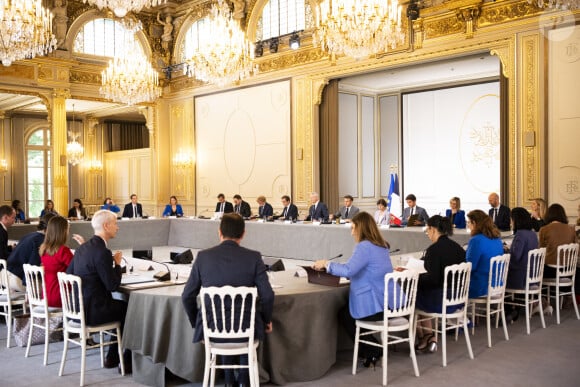 Emmanuel Macron et ses ministres - Premier conseil des ministres du vendredi 21 juillet 2023 au Palais de l'Elysée à Paris, à l'issue du remaniement ministériel © Jean-Baptiste Autissier / Bestimage