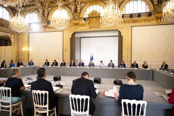 Emmanuel Macron et ses ministres - Premier conseil des ministres du vendredi 21 juillet 2023 au Palais de l'Elysée à Paris, à l'issue du remaniement ministériel © Jean-Baptiste Autissier / Bestimage