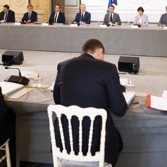 Emmanuel Macron et ses ministres - Premier conseil des ministres du vendredi 21 juillet 2023 au Palais de l'Elysée à Paris, à l'issue du remaniement ministériel © Jean-Baptiste Autissier / Bestimage