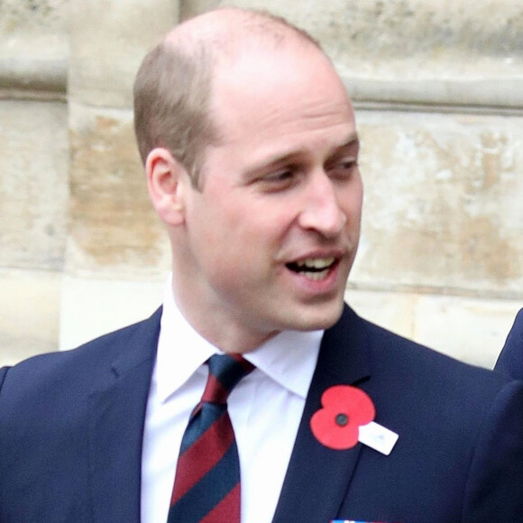 Le prince William, duc de Cambridge, à la sortie de l'abbaye de Westminster pour le service commémoratif de L'ANZAC Day à Londres. Le 25 avril 2018 