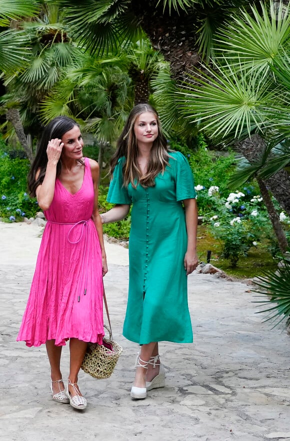 King Felipe VI , Queen Letizia , Crown Princess Leonor and Princess Sofia visit Alfabia Gardens during their summer holidays in Mallorca. Bunyola, Mallorca - July 31, 2023