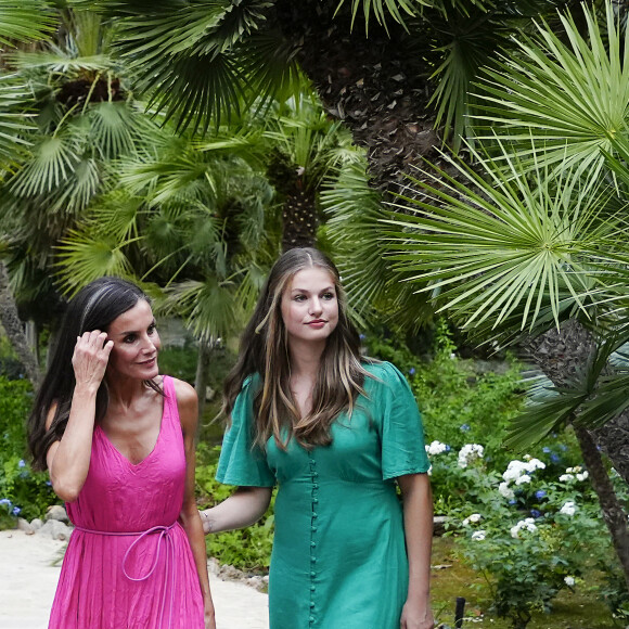King Felipe VI , Queen Letizia , Crown Princess Leonor and Princess Sofia visit Alfabia Gardens during their summer holidays in Mallorca. Bunyola, Mallorca - July 31, 2023