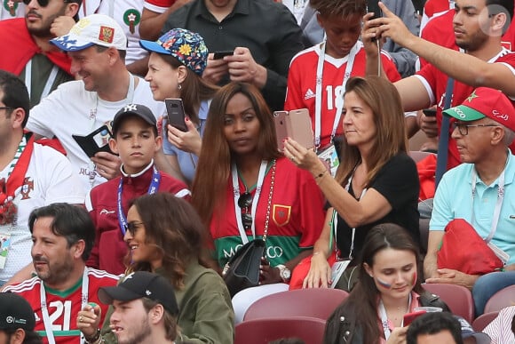 Viviane Dièye, compagne d'Hervé Renard (sélectionneur du Maroc) - Hervé Renard, le sélectionneur du Maroc, pendant la rencontre Portugal / Maroc (1-0) lors du mondial 2018 à Moscou en Russie le 20 juin 2018. © Cyril Moreau / Bestimage