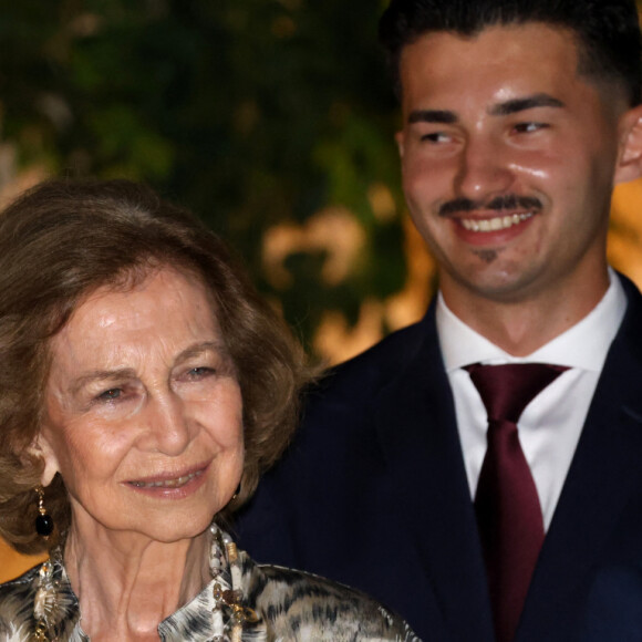 La reine Letizia d'Espagne, le roi Felipe IV et Sophie de Grèce - Réception au palais de Marivent, à Palma de Majorque. Le 3 août 2023.