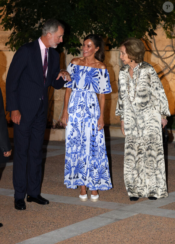 La reine Letizia d'Espagne et Sophie de Grèce - Réception au palais de Marivent, à Palma de Majorque. Le 3 août 2023.