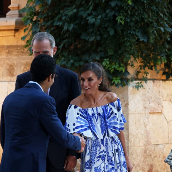 La reine Letizia d'Espagne, le roi Felipe IV - Réception au palais de Marivent, à Palma de Majorque. Le 3 août 2023.