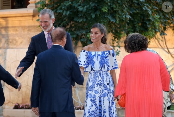 La reine Letizia d'Espagne, le roi Felipe IV - Réception au palais de Marivent, à Palma de Majorque. Le 3 août 2023.