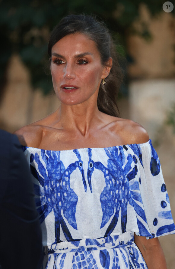 La reine Letizia d'Espagne - Réception au palais de Marivent, à Palma de Majorque. Le 3 août 2023.