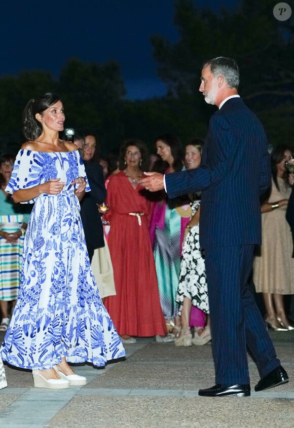 La reine Letizia d'Espagne, le roi Felipe IV - Réception au palais de Marivent, à Palma de Majorque. Le 3 août 2023.