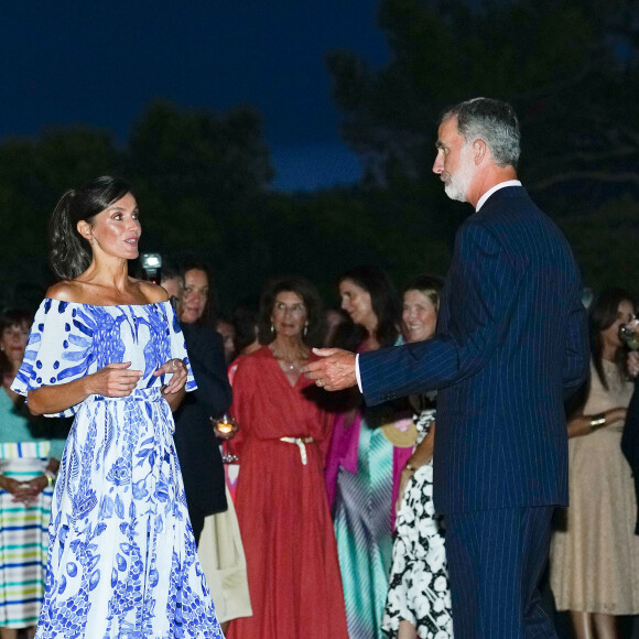 La reine Letizia d'Espagne, le roi Felipe IV - Réception au palais de Marivent, à Palma de Majorque. Le 3 août 2023.