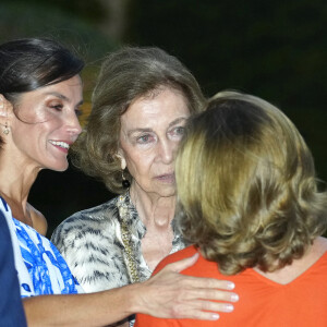 La reine Letizia d'Espagne et Sophie de Grèce - Réception au palais de Marivent, à Palma de Majorque. Le 3 août 2023.