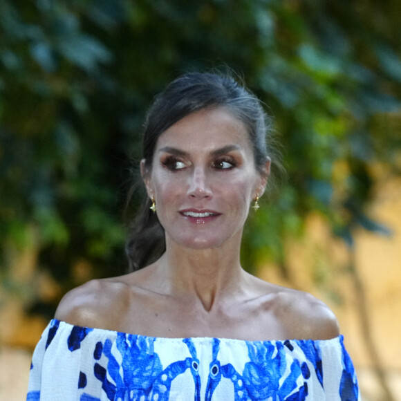 La reine Letizia d'Espagne et Sophie de Grèce - Réception au palais de Marivent, à Palma de Majorque. Le 3 août 2023.