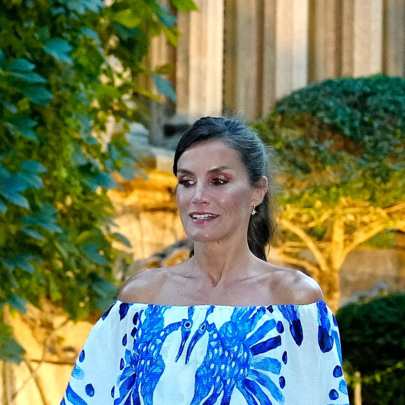 La reine Letizia d'Espagne - Réception au palais de Marivent, à Palma de Majorque. Le 3 août 2023.