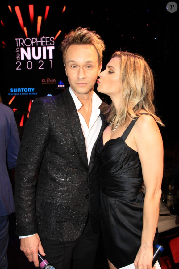 Exclusif - Cyril Féraud, Clara Morgane lors de la soirée de la 27ème édition des Trophées de la Nuit au Lido le 21 mars 2022. © Philippe Baldini / Bestimage