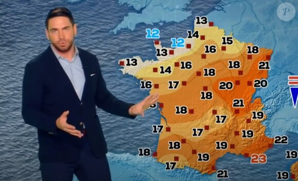 Ange Noiret assurant la présentation de la météo sur TF1.