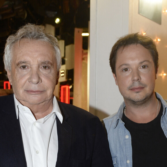Michel Sardou et Davy Sardou - Enregistrement de l'émission " Vivement Dimanche " Spéciale Les enfants du Top 50, le 8 octobre 2014.