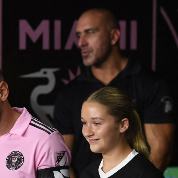 Harper Beckham et Lionel Messi lors des quarts de finale au DRV PNK Stadium à Fort Lauderdale. ©Backgrid USA / Bestimage