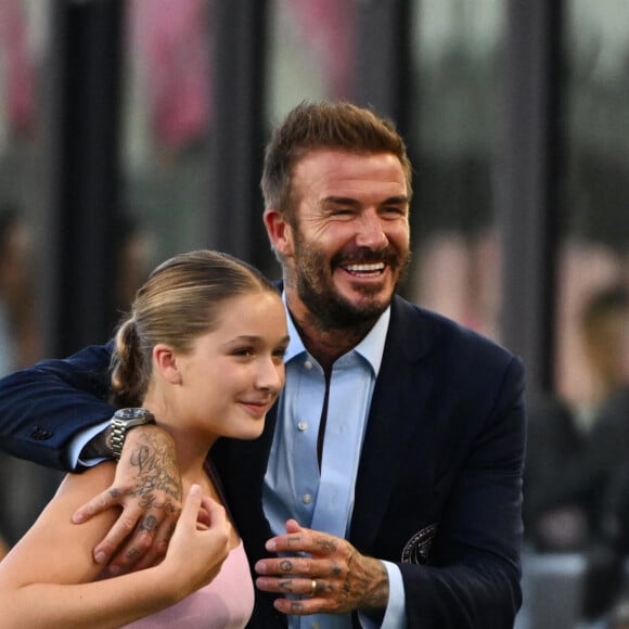 Harper Beckham et Lionel Messi lors des quarts de finale au DRV PNK Stadium à Fort Lauderdale. ©Backgrid USA / Bestimage